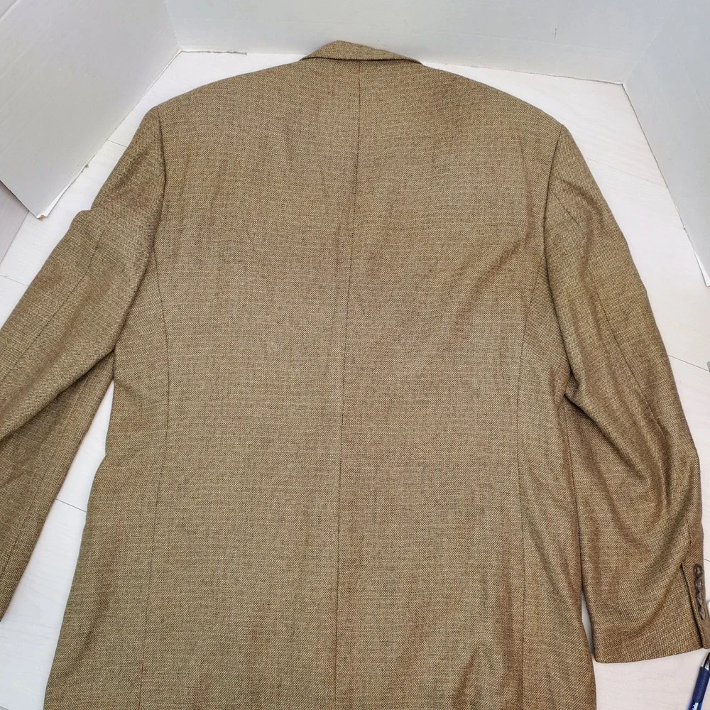 Alfani Mens Silk Wool Blazer Tan Brown Textured 44L Quiet Luxury Smart Casual